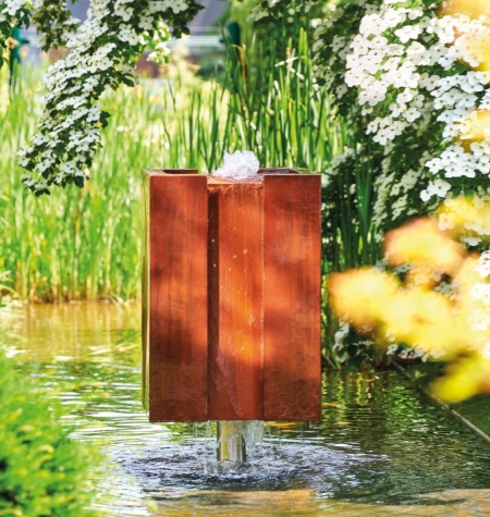 large corten water features